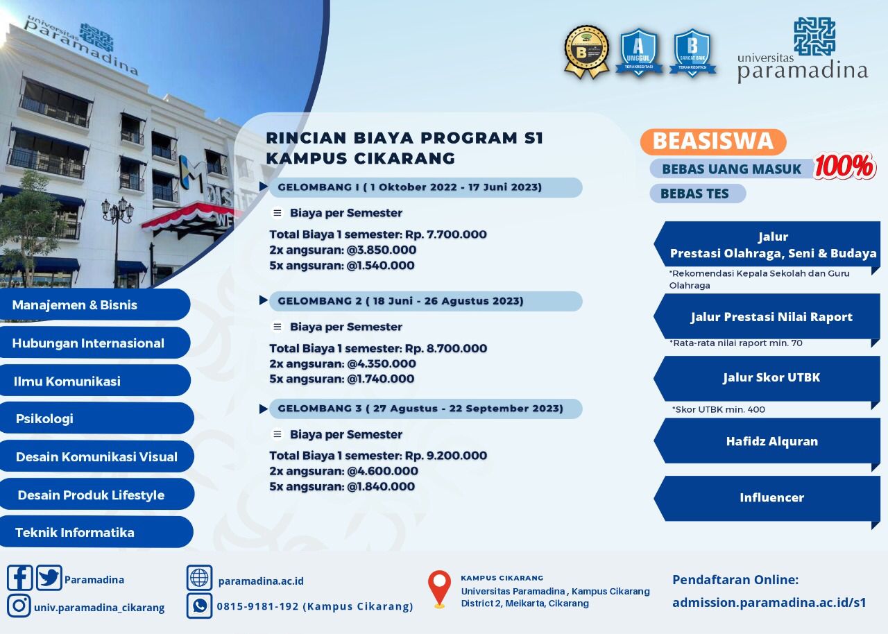 S1 Reguler Cikarang Universitas Paramadina